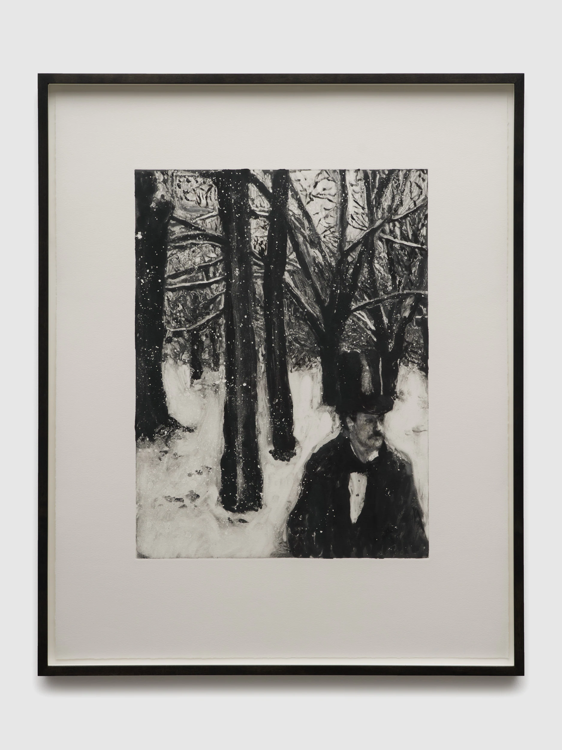 Giangiacomo Rossetti, Untitled (Winter in Fort Greene Park c. 1877), 2025, Monotype on Rives BFK paper, 28 1/2 x 22 1/2 in 72 x 57 cm (unframed) 30 x 24 1/2 in 76 x 62 cm (framed)