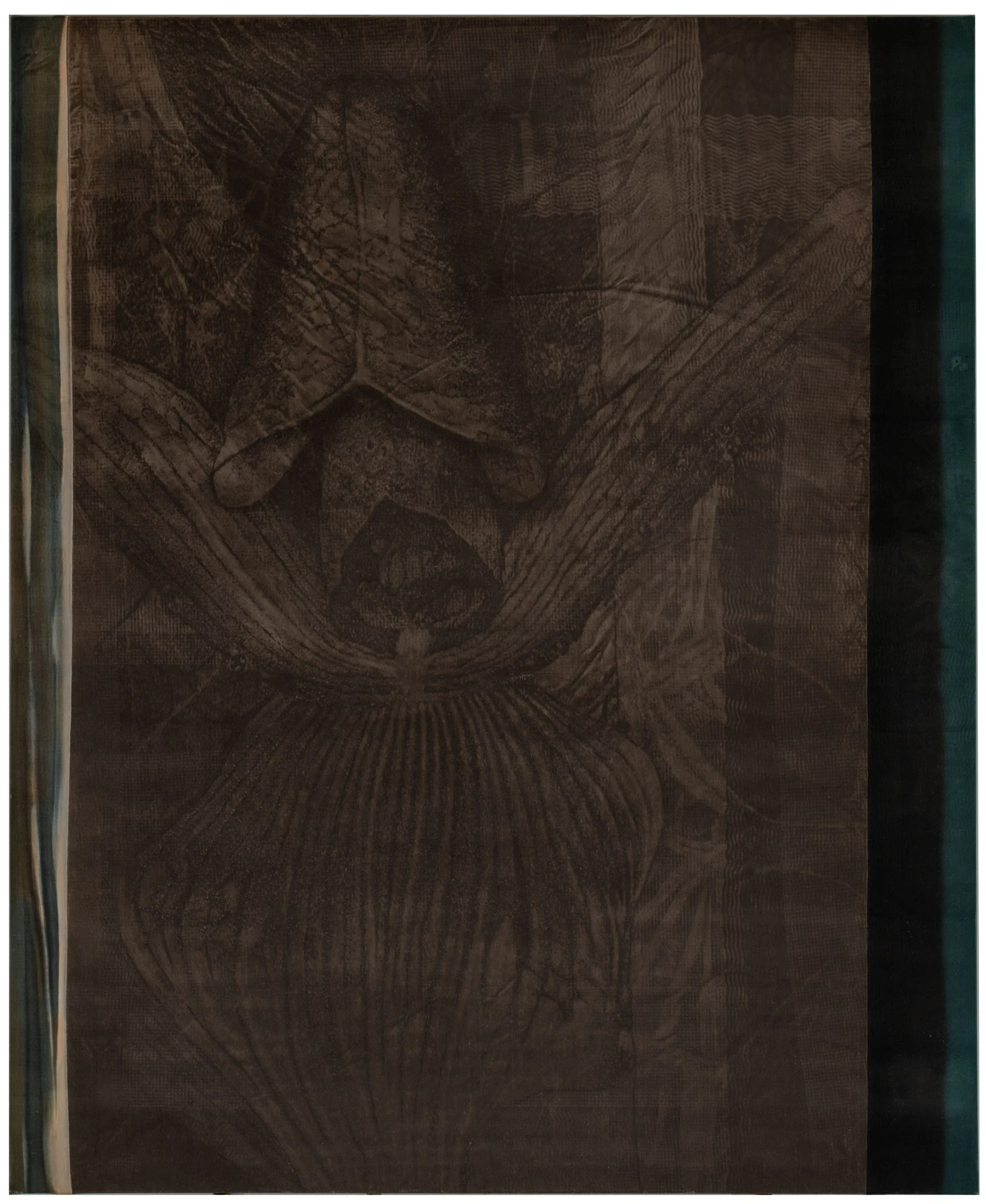 Leonardo Meoni, Little Shoe of Venus, 2024, Mixed Media on Velvet, 86 5/8 x 70 7/8 in 220 x 180 cm