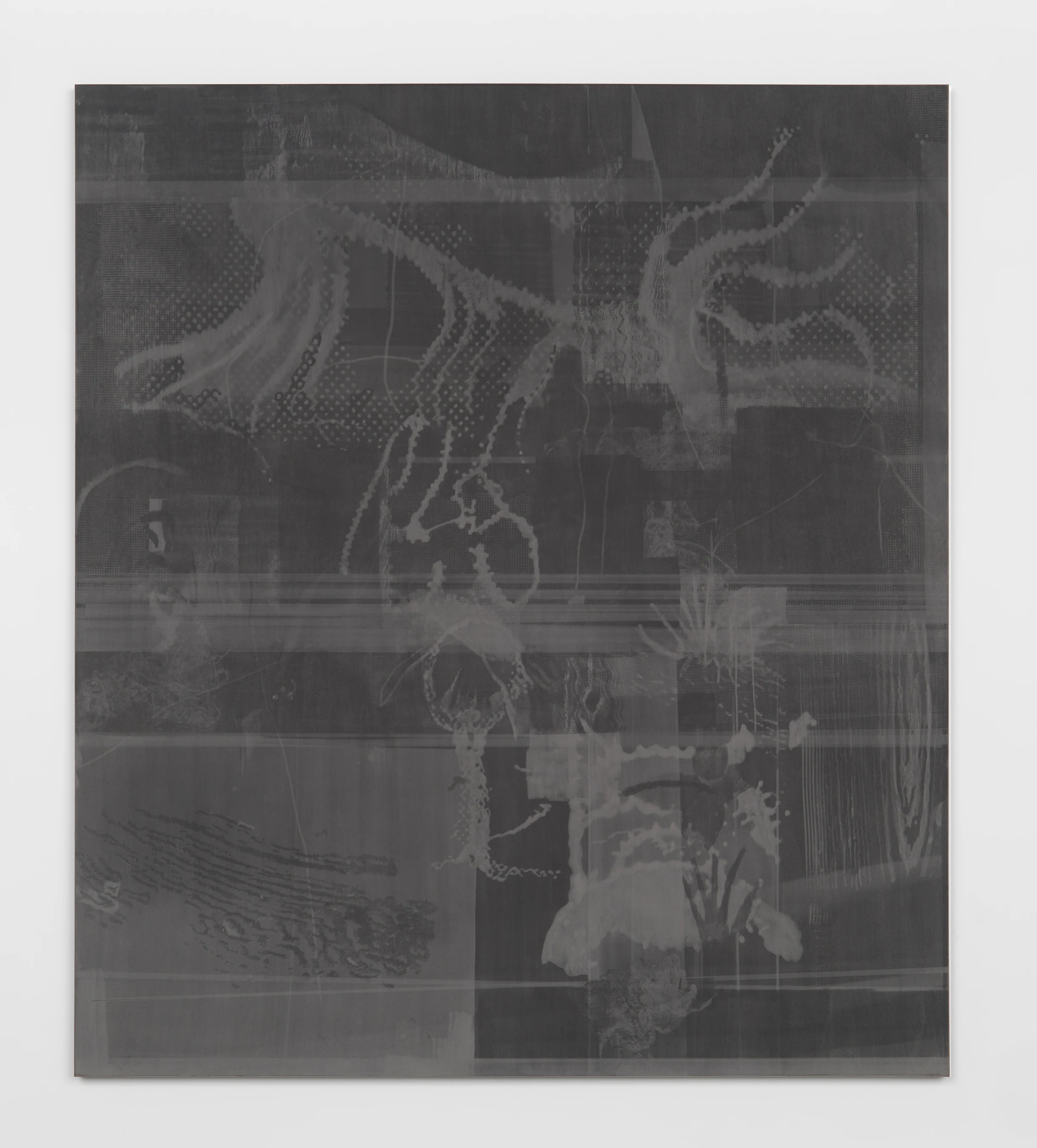 Leonardo Meoni, Howardsville, 2025, Mixed media on velvet, 98 3/8 x 86 5/8 in 250 x 220 cm