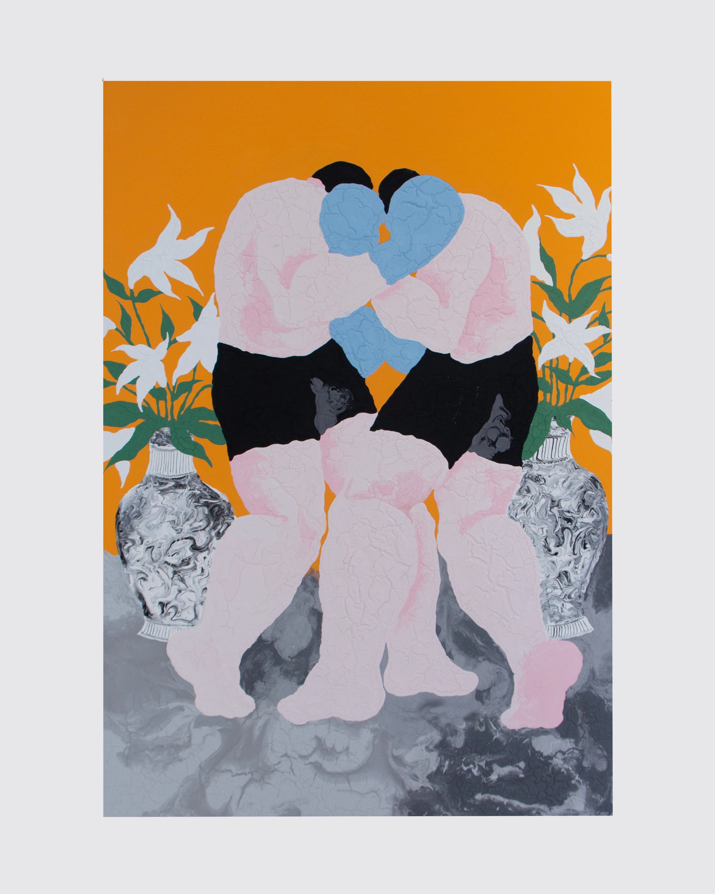 Marco Scarpi, Fuoco in Cairo, 2021, Acrylic and Marble Dust on Canvas, 74 3/4 x 51 1/8 in, 190 x 130 cm